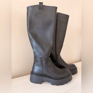 Madden girl Women's Black Leather Knee-High Boots